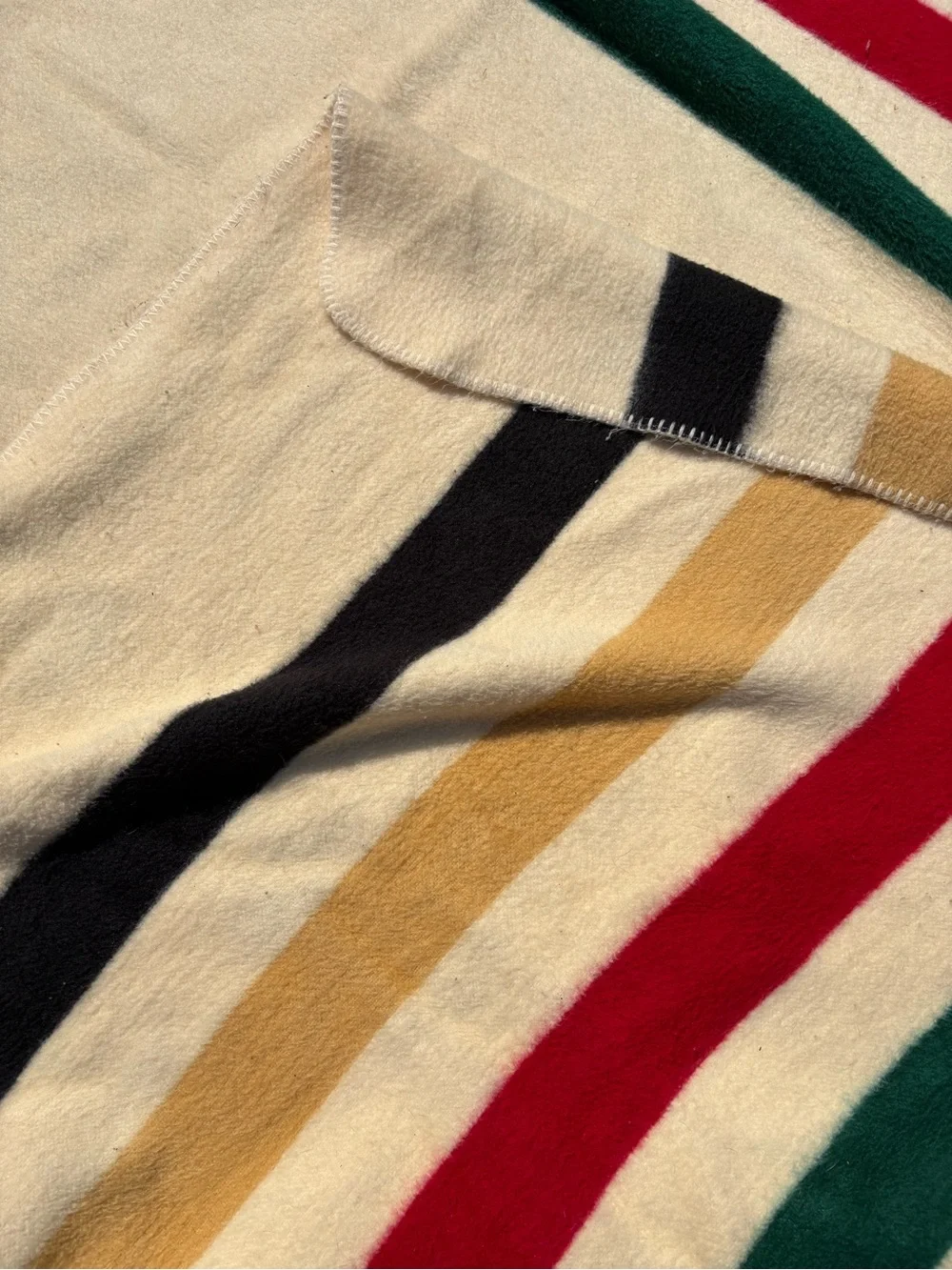 Large Orvis Throw Blanket Striped 105x87” Green Red Yellow Blue Stripes